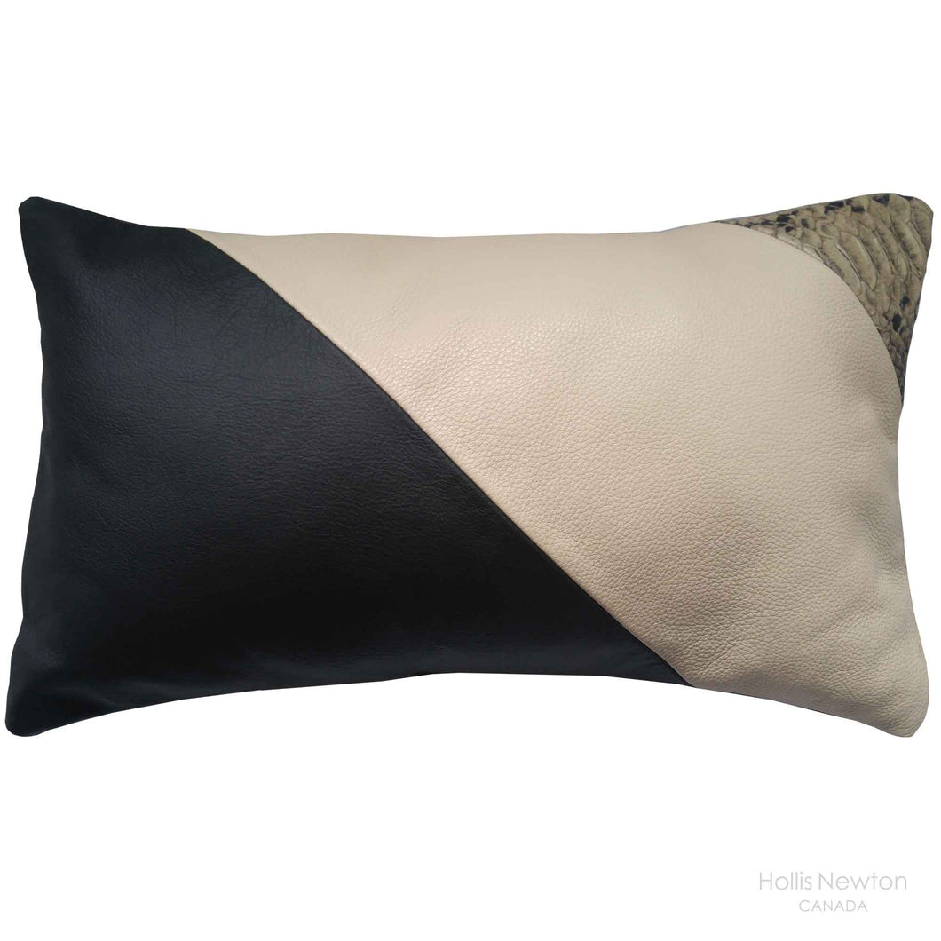Pillow - Leather (Black, white and python embossed) <b>SOLD</b>